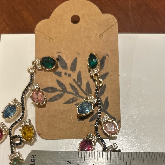 Festive holiday multicolor gemstone earrings-lights for your ears! Never worn - Picture 4 of 5